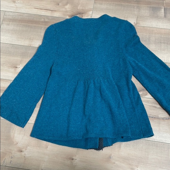 Anthropologie Field Flower Teal Floral Cardigan M - Picture 5 of 7